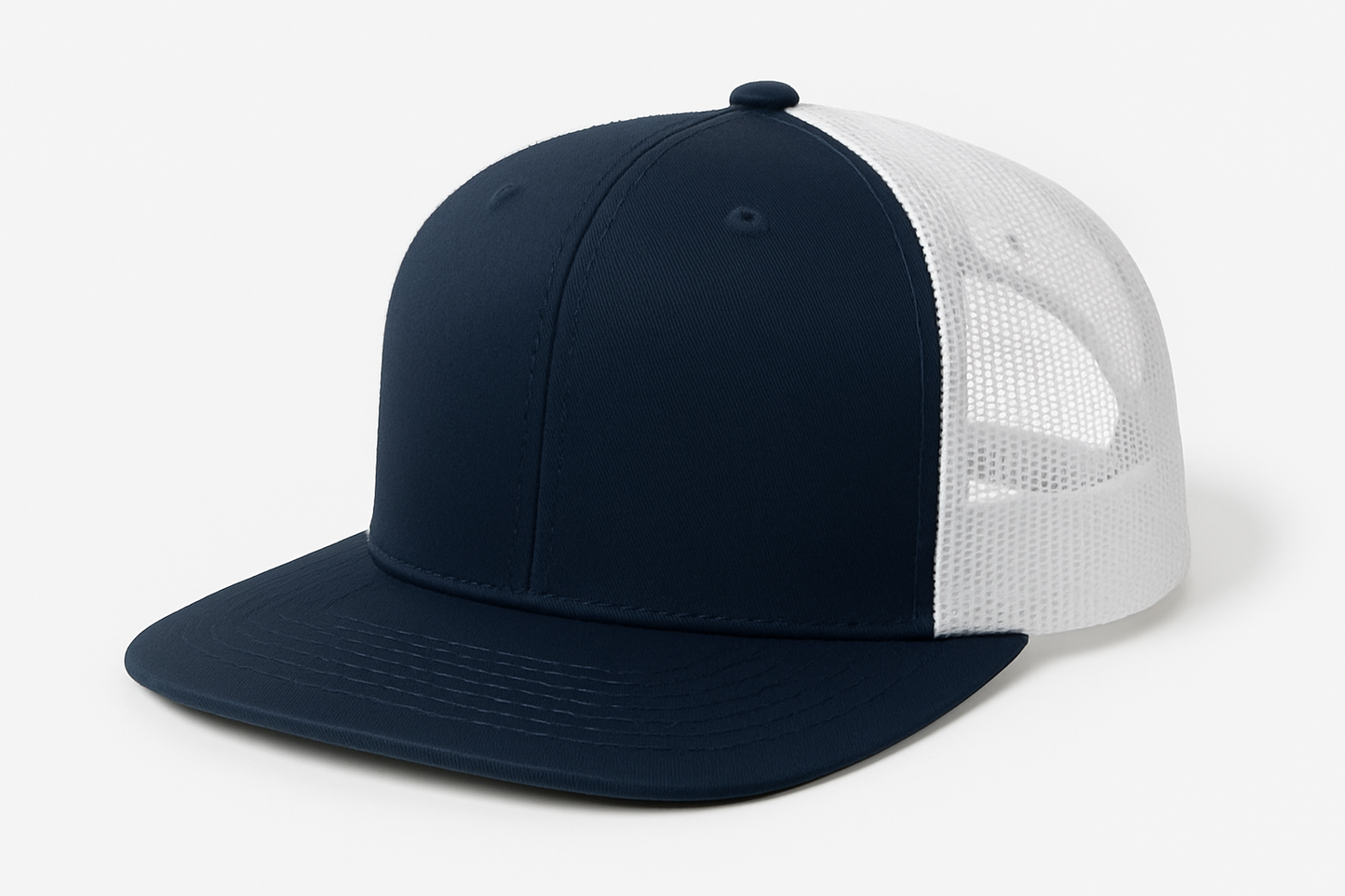 flat bill hate with front navy blue and white back snap back