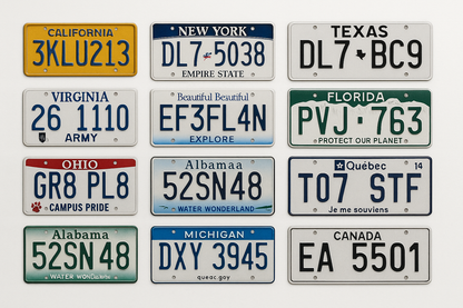 Different type of license plates 