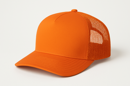orange solid trucker hat add your logo