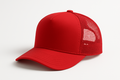 solid red trucker hat